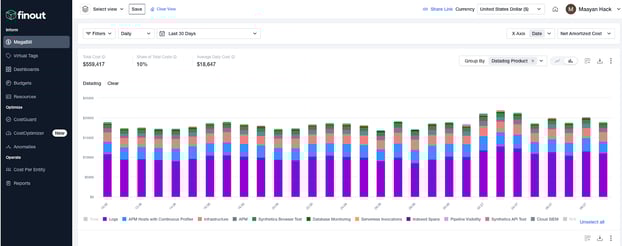 Datadog spending in Finout