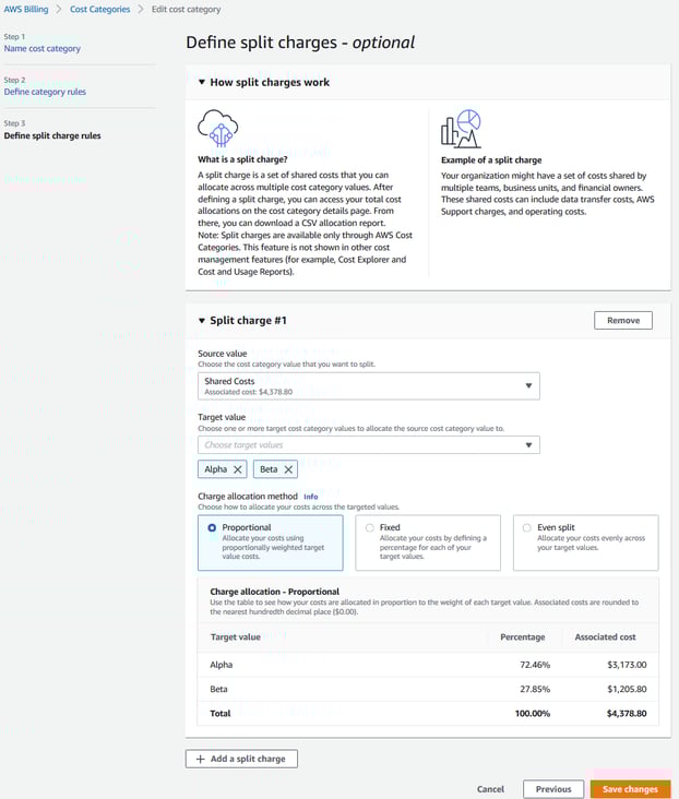 Define the Cost Category Rules