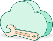 Cloud and wrench — engineering illustration