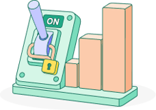 Switch and bar chart — finance illustration