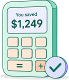Calculator showing savings — FinOps illustration