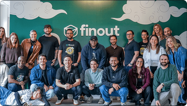 Group photo of Finout employees in the office